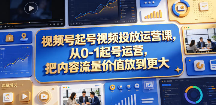 视频号起号视频投放运营课，从0-1起号运营，把内容流量价值放到更大-星云网创