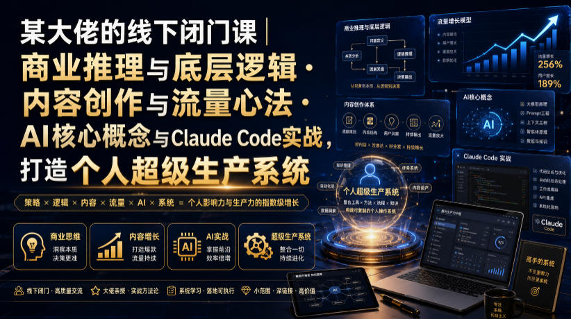 某大佬的线下闭门课｜商业推理与底层逻辑・内容创作与流量心法・AI核心概念与Claude Code实战，打造个人超级生产系统【录音+图片】-星云网创