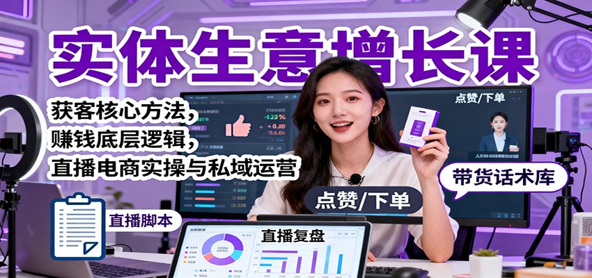 实体生意增长课：获客核心方法，赚钱底层逻辑，直播电商实操与私域运营-星云网创