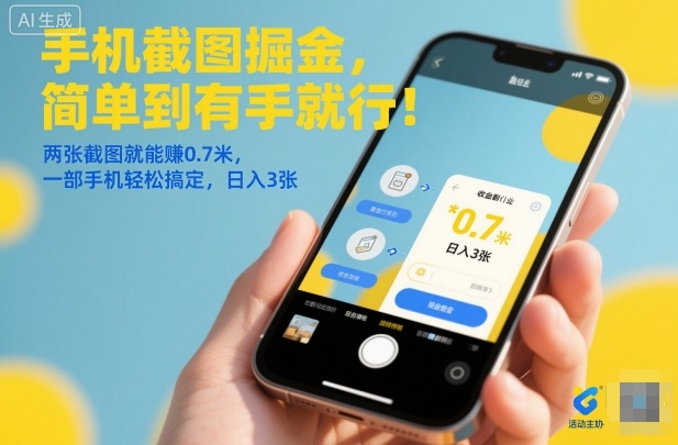 手机截图掘金，简单到有手就行！两张截图就能賺0.7米，一部手机轻松搞定，日入3张【揭秘】-星云网创
