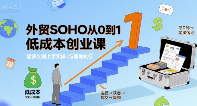 外贸SOHO从0到1低成本创业课，能够立刻上手实操与落地执行-柚子轻创