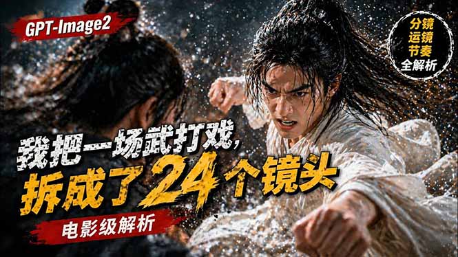 用GPT-Image2，把一段武打对决拆成24个连续镜头，从人物建立、动作衔接、运镜节奏，到情绪爆发-星云网创