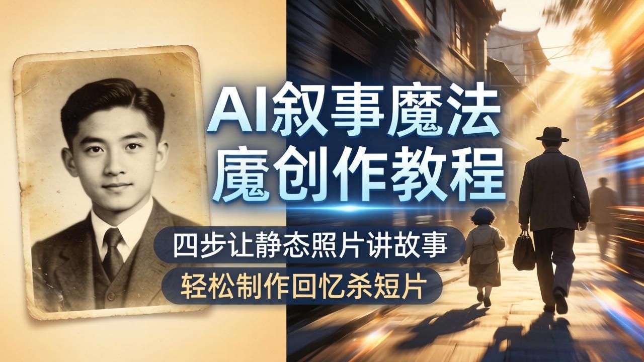 AI叙事魔法创作教程，四步让静态照片讲故事，老照片修复加动态特效，轻松制作回忆杀短片-星云网创