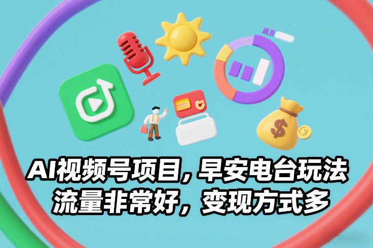 AI视频号项目，早安电台玩法，流量非常好，变现方式多-星云网创