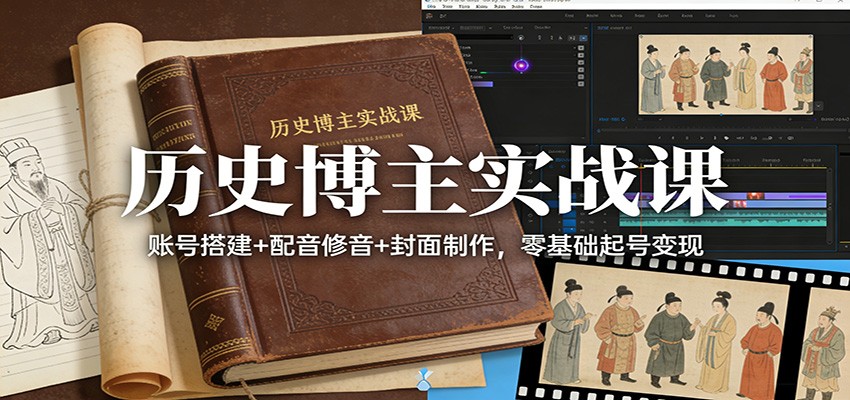 历史博主实战课：账号搭建+配音修音+封面制作，零基础起号变现-云网创