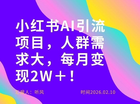她通过这个AI项目每月做到2W＋的收入，最新小红书AI项目，人群需求大！-星云网创