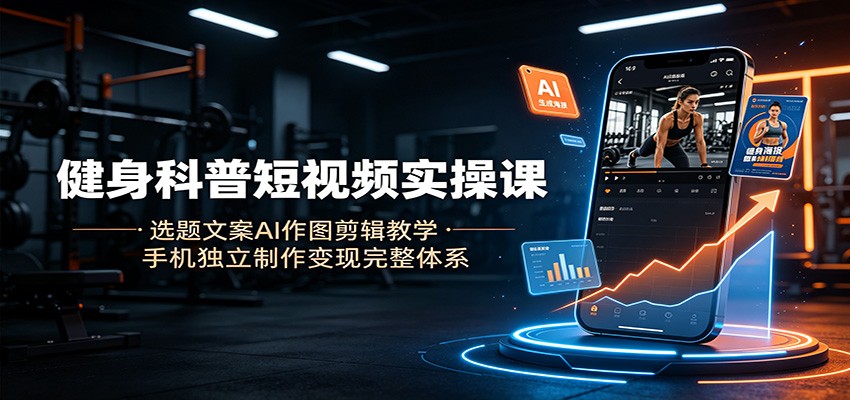 健身科普短视频实操课：选题文案AI作图剪辑教学，手机独立制作变现完整体系-星云网创