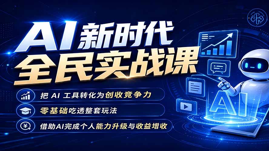 AI新时代全民实战课，把 AI 工具转化为创收竞争力，零基础吃透整套玩法，借助AI完成个人能力升级与收益增收。-星云网创