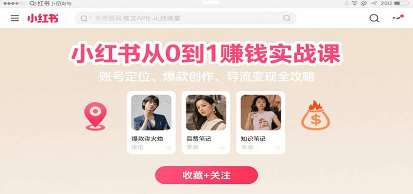 小红书从0到1赚钱实战课：账号定位、 爆款创作 、导流变现全攻略-星云网创