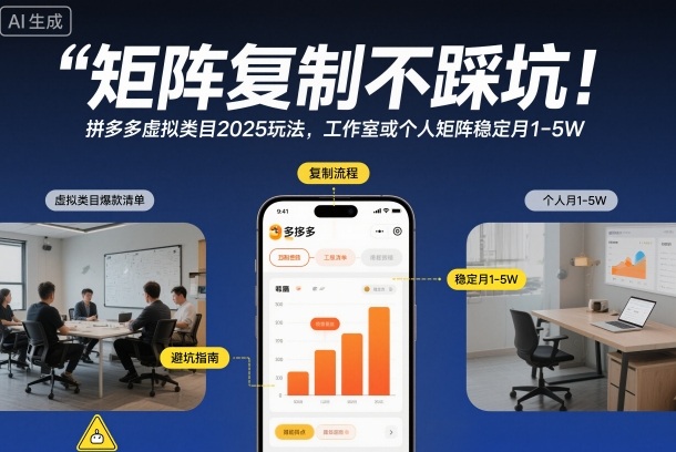 矩阵复制不踩坑！拼多多虚拟类目2025玩法，工作室或者个人矩阵稳定月1-5W【揭秘】-星云网创