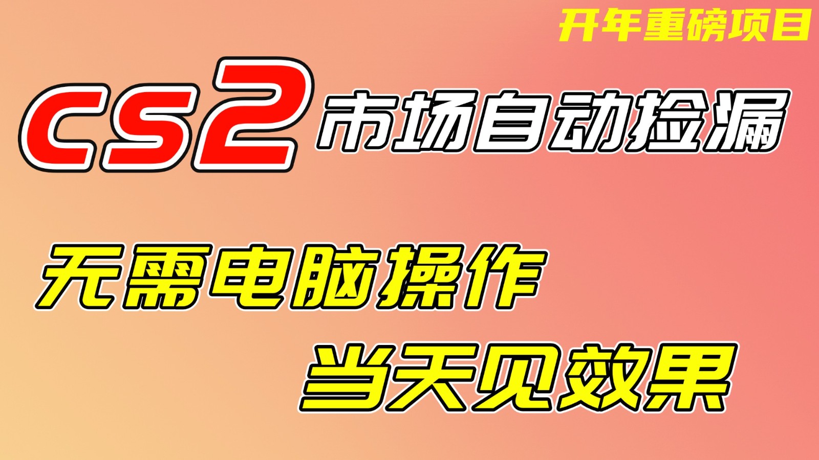 CS2市场挂机项，无需电脑操作，无需进入游戏，当天见效果，支持任何形式验证-问题不大网创