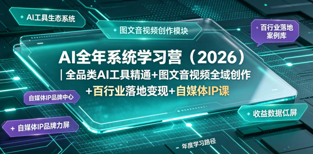 AI全年系统学习营(2026)｜全品类AI工具精通+图文音视频全域创作+百行业落地变现+自媒体IP打造年度进阶大课-星云网创