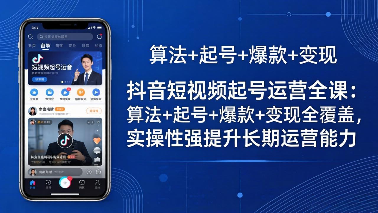 抖音短视频起号运营全课：算法+起号+爆款+变现全覆盖，实操性强提升长期运营能力-星云网创