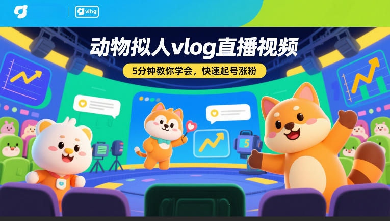 动物拟人vlog直播视频，5分钟教你学会，快速起号涨粉-星云网创