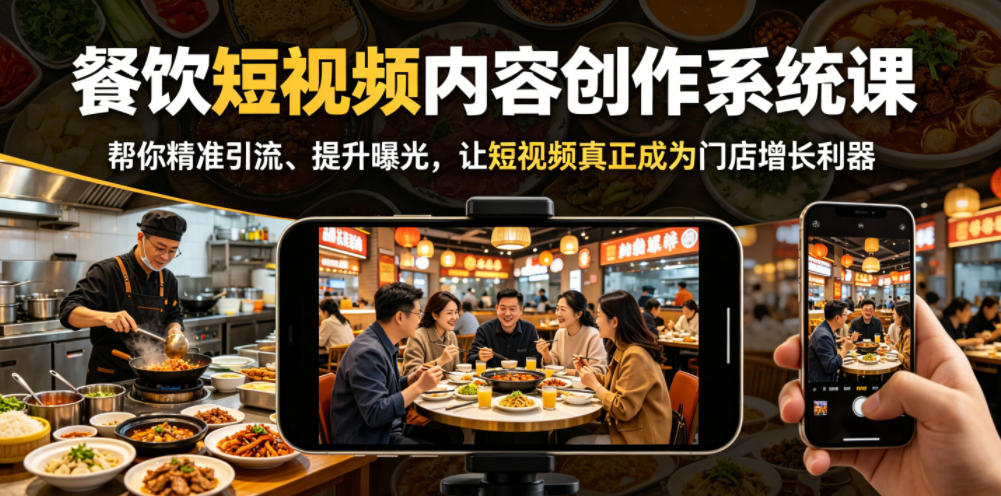 餐饮短视频内容创作系统课，帮你精准引流、提升曝光，让短视频真正成为门店增长利器-星云网创