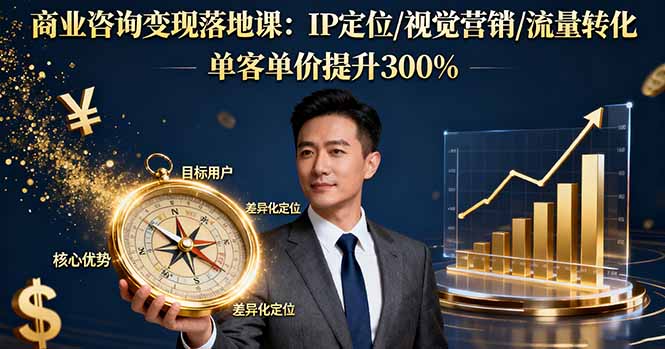 商业咨询变现落地课：IP定位/视觉营销/流量转化，单客单价提升300%-柚子轻创