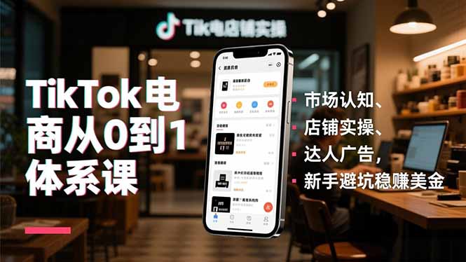 TikTok电商从0到1体系课，市场认知、店铺实操、达人广告，新手避坑稳赚美金-星云网创