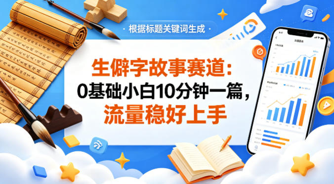 公众号流量主——生僻字故事赛道，流量稳，好上手，0基础小白也能10分钟一篇-星云网创