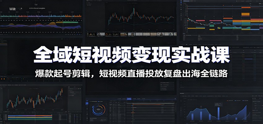 全域短视频变现实战课：爆款起号剪辑，短视频直播投放复盘出海全链路-星云网创