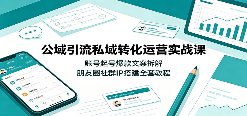 公域引流私域转化运营实战课：账号起号爆款文案拆解，朋友圈社群IP搭建全套教程-星云网创