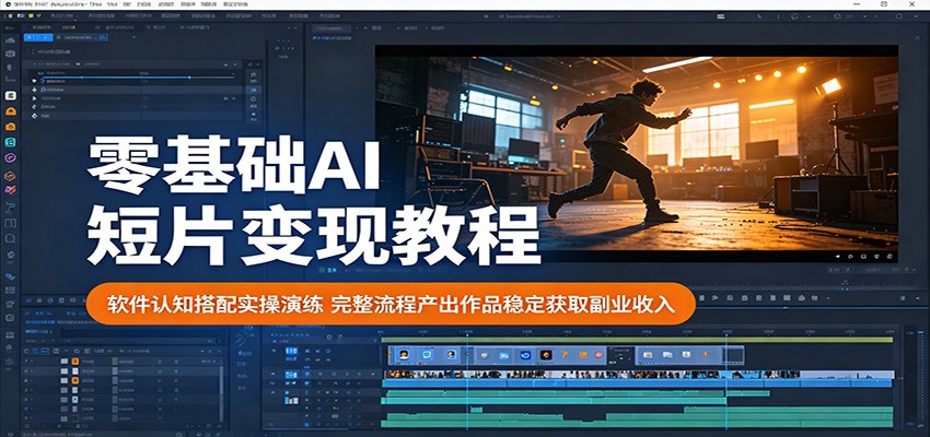零基础AI短片变现教程：软件认知搭配实操演练，完整流程产出作品稳定获取副业收入-星云网创