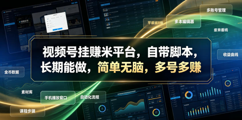 视频号挂賺米平台，自带脚本，长期能做，简单无脑，多号多賺【揭秘】-星云网创