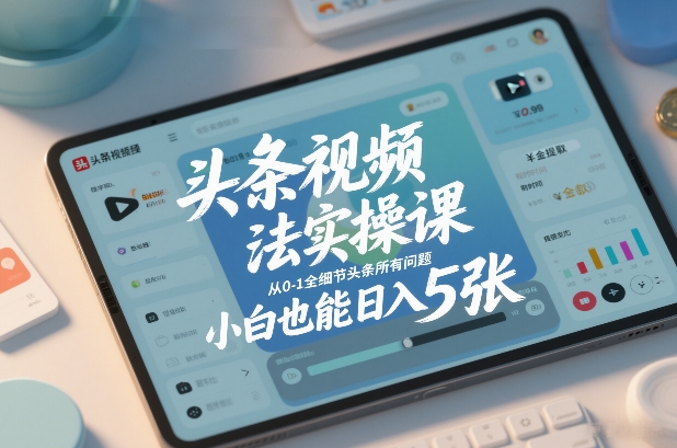 头条视频玩法实操课，从0-1全细节头条所有问题，小白也能日入5张-星云网创