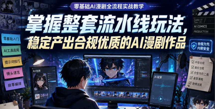 零基础AI漫剧全流程实战教学，掌握整套流水线玩法，稳定产出合规优质的AI漫剧作品-星云网创