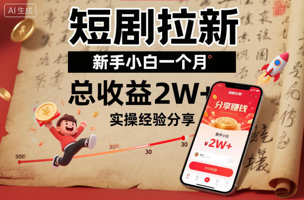 短剧拉新新手小白一个月总收益2W+实操经验分享-星云网创