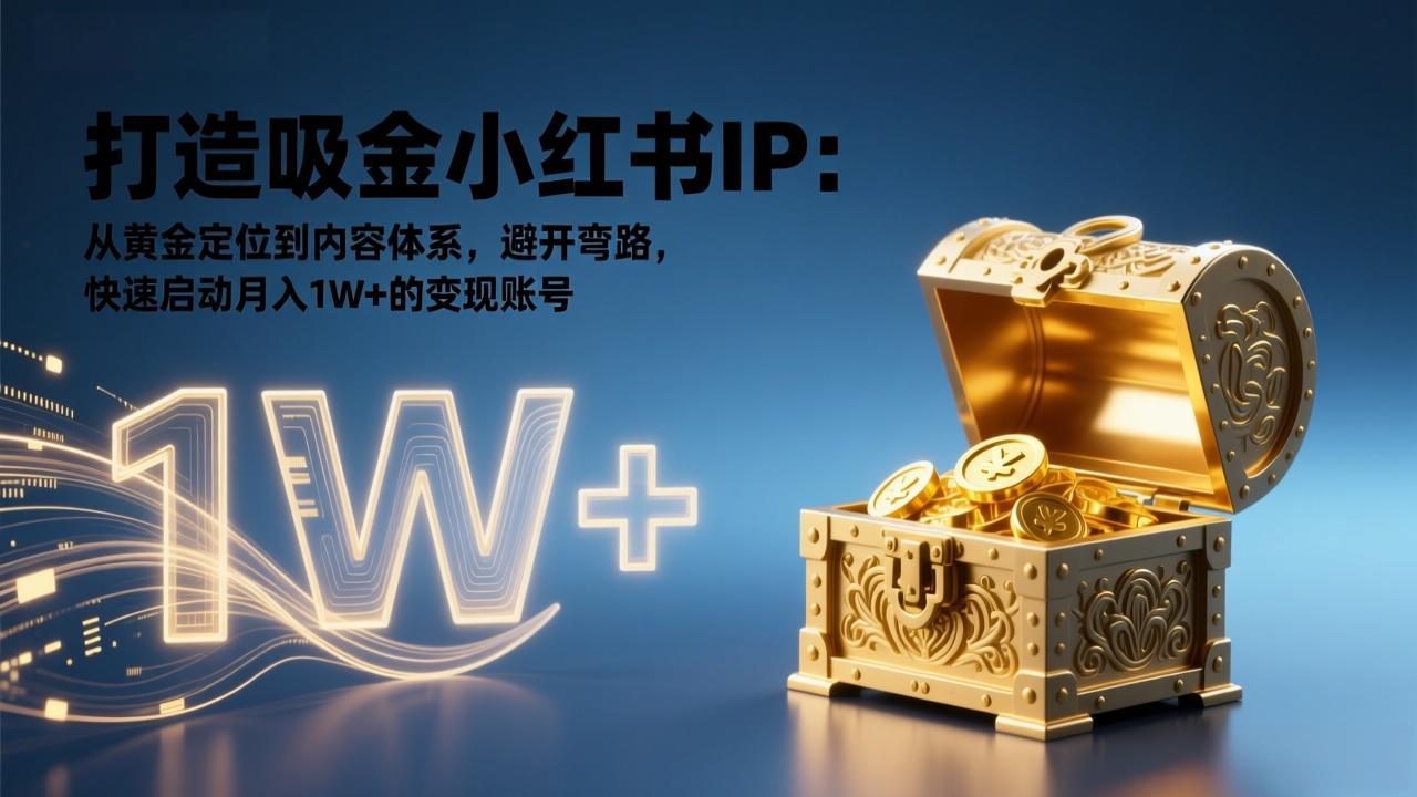 打造吸金小红书IP：从黄金定位到内容体系，避开弯路，快速启动月入1W+的变现账号-问题不大网创