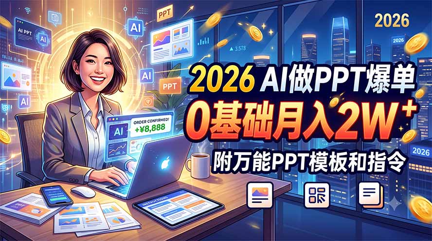 2026 AI做PPT爆单，0基础月入2W，附万能PPT模板和指令-星云网创