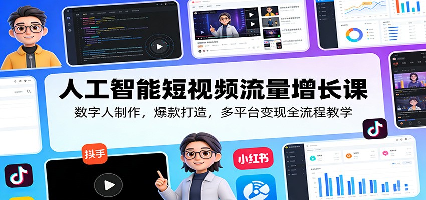 人工智能短视频流量增长课:数字人制作,爆款打造,多平台变现全流程教学-星云网创
