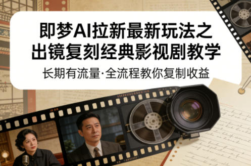 即梦AI拉新最新玩法之出镜复刻经典影视剧教学，长期有流量，全流程教你复制收益-星云网创