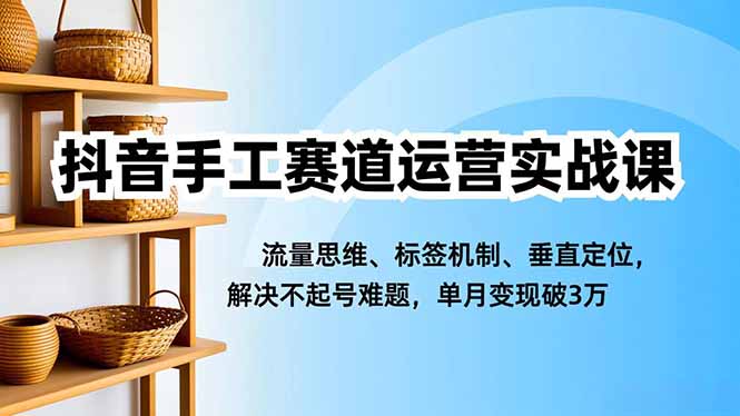 抖音手工赛道运营实战课，流量思维、标签机制、垂直定位，解决不起号难题，单月变现破3万-我要项目网