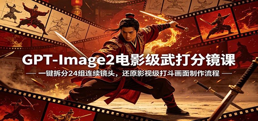 GPT-Image2电影级武打分镜课：一键拆分24组连续镜头，还原影视级打斗画面制作流程-星云网创