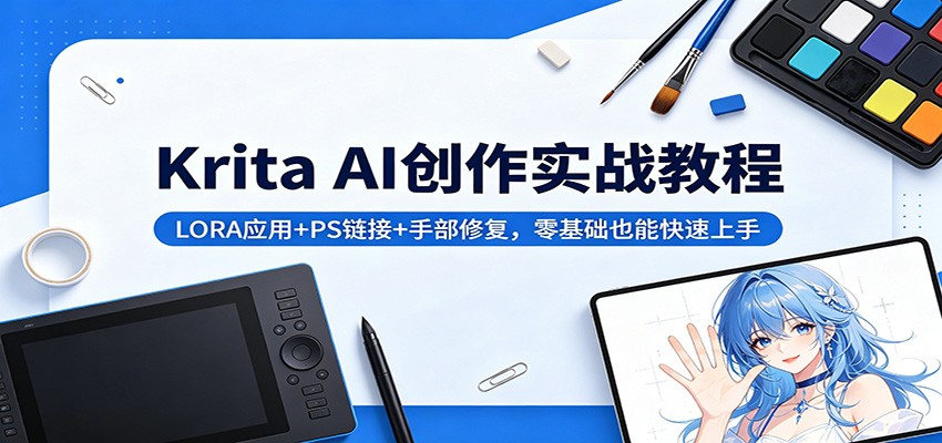 Krita AI创作实战教程：LORA应用+PS链接+手部修复，零基础也能快速上手-星云网创