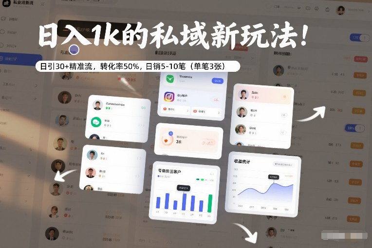 日入1k的私域新玩法：日引30+精准流，转化率50%，日销5-10笔(单笔3张)-星云网创