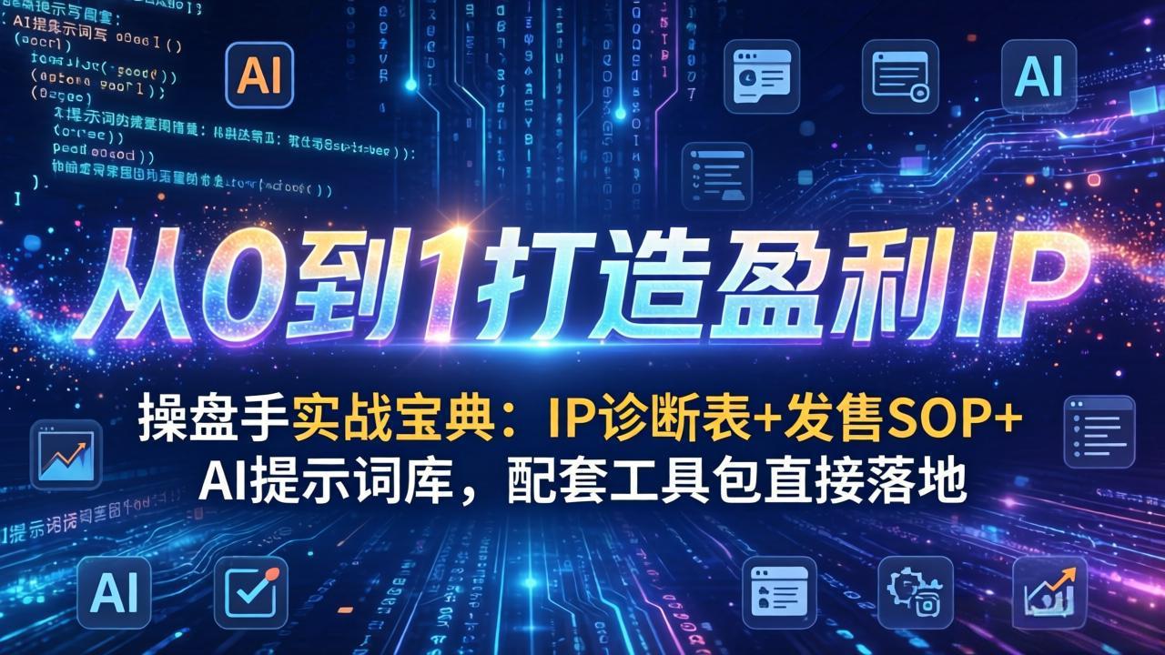 操盘手实战宝典：IP诊断表+发售SOP+AI提示词库，配套工具包直接落地，从0到1打造盈利IP-星云网创