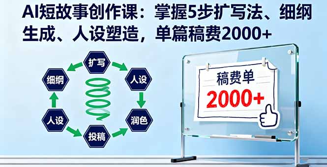 AI短故事创作课：掌握5步扩写法、细纲生成、人设塑造，单篇稿费2000+-星云网创