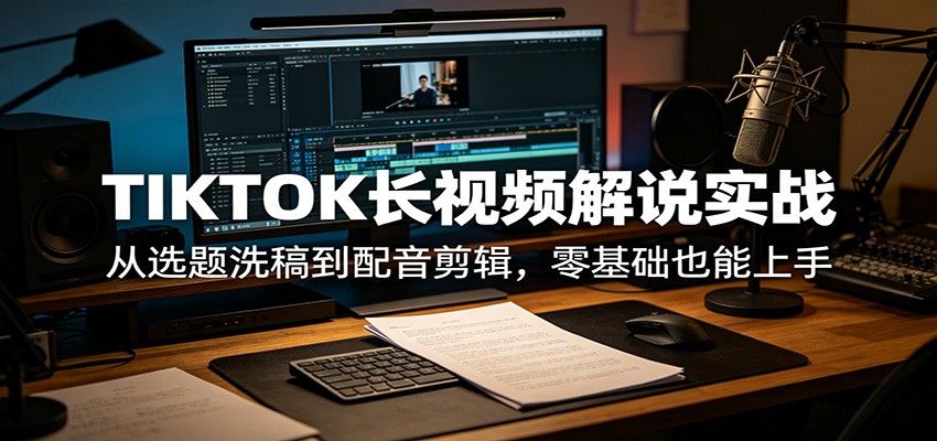 TIKTOK长视频解说实战：从选题洗稿到配音剪辑，零基础也能上手-星云网创