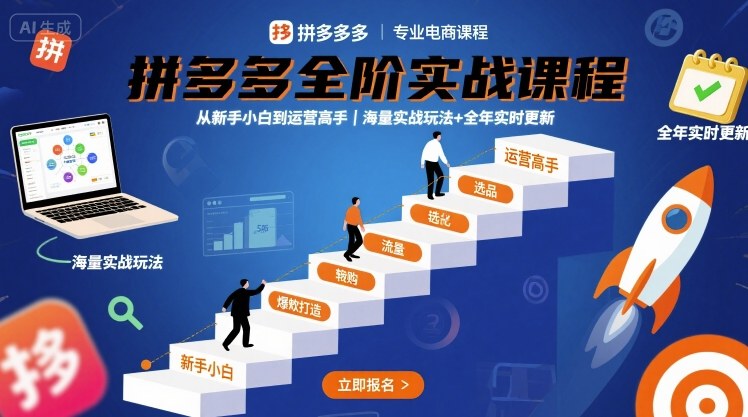 拼多多全阶实战课程,从新手小白到运营高手,海量实战玩法+全年实时更新【2025年10月更新】-星云网创