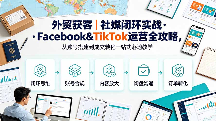 外贸获客｜社媒闭环实战·Facebook&TikTok运营全攻略，从账号搭建到成交转化一站式落地教学-星云网创
