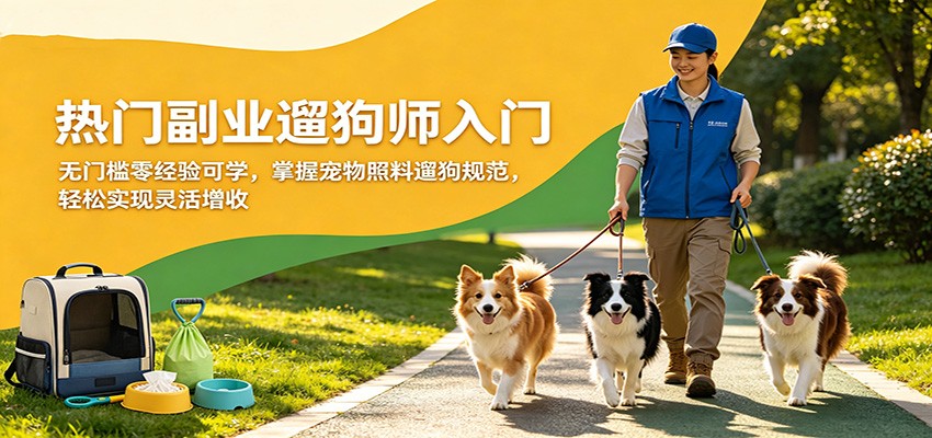 热门副业遛狗师入门，无门槛零经验可学，掌握宠物照料遛狗规范，轻松实现灵活增收-星云网创
