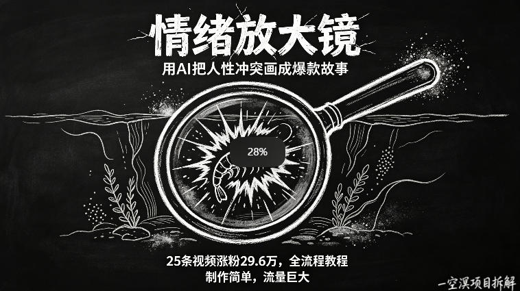 AI制作“情绪放大镜“视频，25条视频涨粉29.6W粉，流量巨大，制作简单，全流程教程-星云网创