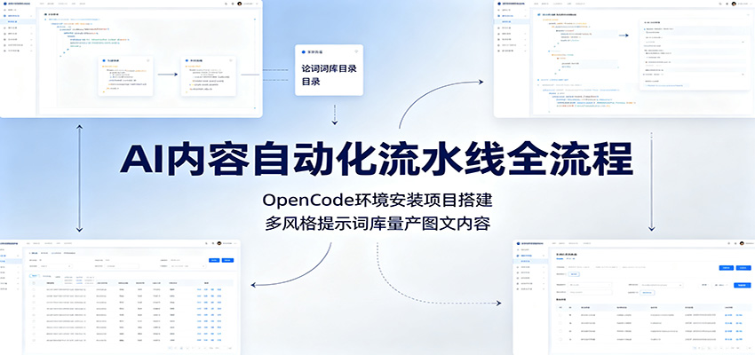 AI内容自动化流水线全流程：OpenCode环境安装项目搭建，多风格提示词库量产图文内容-星云网创