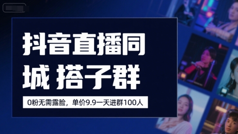 抖音直播同城搭子群，0粉无需露脸，单价19.9，一天进群100人-星云网创