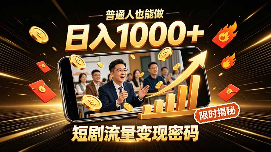 一部手机做短剧分发，不用真人出镜、不用拍摄剧本，快手流量变现日赚千元-星云网创