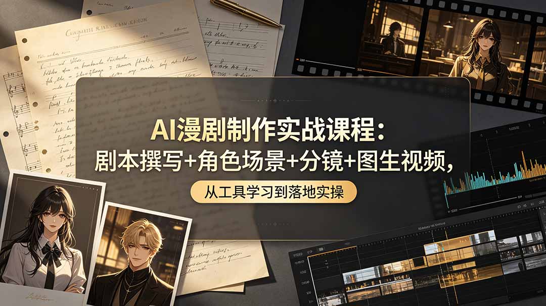 AI漫剧制作实战课程：剧本撰写+角色场景+分镜+图生视频，从工具学习到落地实操-星云网创