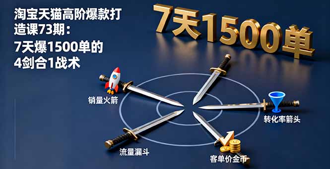 淘宝天猫高阶爆款打造课73期：7天爆1500单的4剑合1战术-星云网创