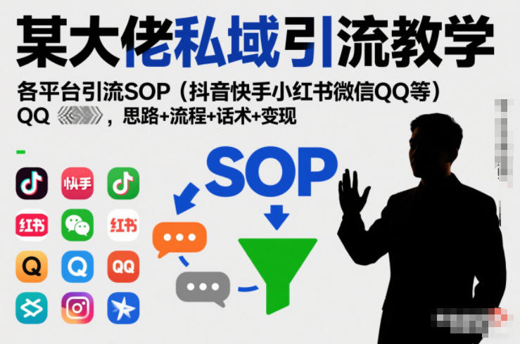 某大佬私域引流教学，各平台引流SOP(抖音快手小红书微信QQ等)，思路+流程+话术+变现-云网创